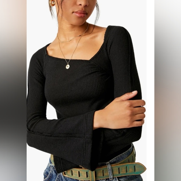 NWOT BRAND NEW FREE PEOPLE ON A CLOUD BODYSUIT, LARGE, BLACK - Picture 3 of 5